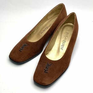 rm) Yves Saint Laurent YSL イヴサンローラン ブラウン系 スウェード パンプス ヒール高 約3.5cm TU-6923 size 36 中古 USED 現状渡し