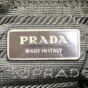 A) PRADA プラダ カーキ系 ナイロン × ブラウン系 レザー ワンハンドル ハンドバッグ 三角 ロゴ プレート 服飾 ブランド品 中古 USEDの画像8