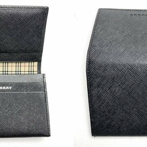 rm) BURBERRY バーバリー 2つ折り カード入れ 名刺入れ レザー 黒 ブラック チェック ※未使用 保管品 箱付の画像6