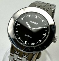 A)RADO ラドー 153.0342.3 DIASTAR ダイヤスター SS ブラック文字盤 クオーツ レディース腕時計 電池交換済 中古_画像1