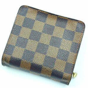 A)LOUIS VUITTON ルイヴィトン ダミエ コンパクトジップ ラウンドファスナー 二つ折り財布 ウォレット N61668 中古の画像2