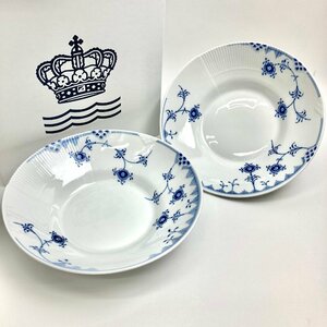 t) ROYAL COPENHAGEN ロイヤルコペンハーゲン ブルーエレメンツ ディープ プレート 24cm 2Pセット サラダボウル 皿 定価1枚11,000円 新品