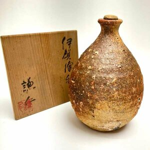 ｔ)伊賀徳利 高さ:約14cm 口径:約2.5cm 工芸品 陶芸 焼物 ※経年保管品 共箱有り