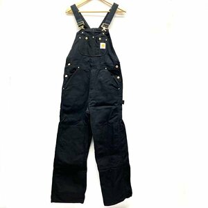 t)カーハート Carhartt オーバーオール 100135 R01-BLK 32×30 ブラック×ゴールド金具 コットン100％ メンズ 中古