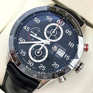 t)タグホイヤー TAG HEUER 腕時計 カレラ クロノグラフ 黒文字盤 CAR2A10-2 Cal.1887 自動巻き 腕回り約20cm メンズ 中古 ※現状品 箱/他有