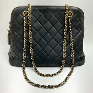 e)シャネル CHANEL マトラッセ チェーンショルダーバッグ 4番台 スムースレザー ブラック 黒 中古※鑑定書付 Gシール/Gカード/冊子有り