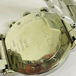 中古美品 不動 GUCCI 腕時計 CHRONOSCOPE グッチ 101M chrono ホワイト文字盤 クォーツ クロノグラフ 4128の画像5