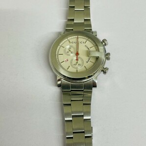 中古美品 不動 GUCCI 腕時計 CHRONOSCOPE グッチ 101M chrono ホワイト文字盤 クォーツ クロノグラフ 4128の画像1