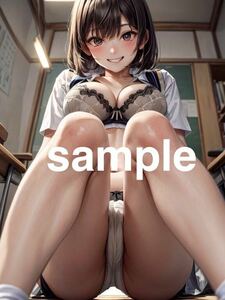 436 AI Girlsオリジナル美少女 コスプレアート A4ポスター イラスト 高画質 光沢紙 セクシー セーラー服 下着姿 パンティ ブラジャー