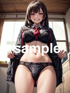 440 AI Girlsオリジナル美少女 コスプレアート A4ポスター イラスト 高画質 光沢紙 セクシー セーラー服 下着姿 パンティ ブラジャー