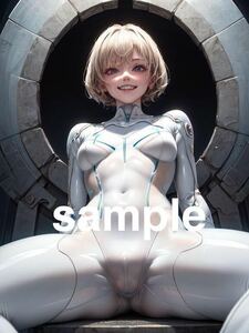 467 AI Girlsオリジナル美少女 コスプレアート A4ポスター イラスト 高画質 光沢紙 セクシー 全身スーツ ピッチリ ローアングル