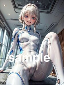 469 AI Girlsオリジナル美少女 コスプレアート A4ポスター イラスト 高画質 光沢紙 セクシー 全身スーツ ピッチリ ローアングル