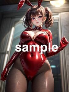 477 AI Girlsオリジナル美少女 コスプレアート A4ポスター イラスト 高画質 光沢紙 セクシー バニーガール ピッチリ おっぱい ツインテール