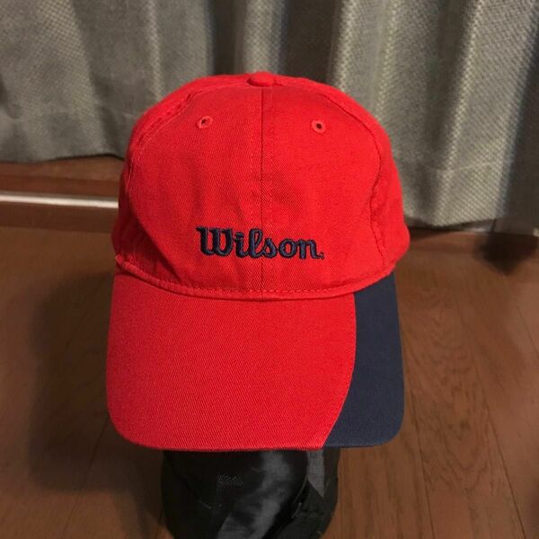 90s Wilson キャップ ベースボールキャップ ロゴ刺繍スポーツキャップ ランニングキャップ