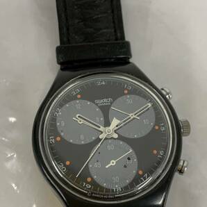 動作未確認 SWATCH スウォッチ クロノグラフ 腕時計 黒文字盤 現状品 クロノ スオッチ カgの画像2