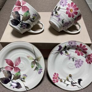 新品　和藍 花さと　カップ＆ソーサー コーヒーカップ ペア(2つ)