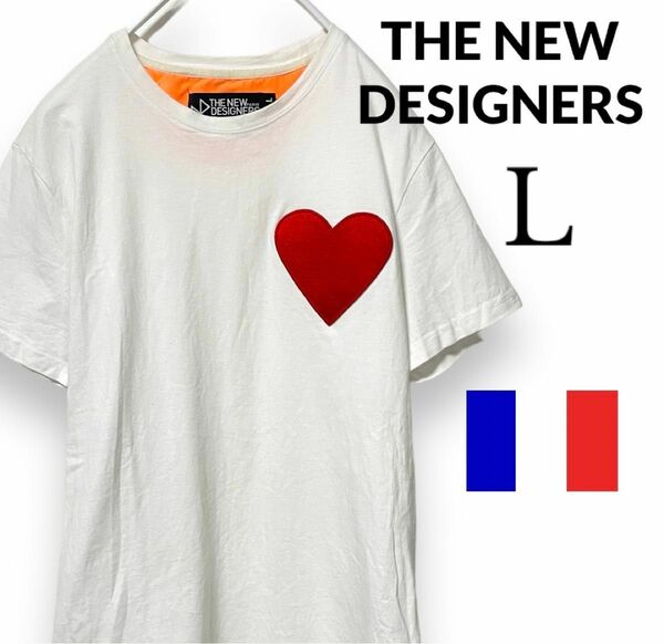 THE NEW DESIGNERS ハート 刺繍 モチーフ Tシャツ large ザニューデザイナーズ