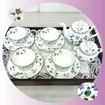 Noritake ティータイムセット バイオレットドリーム ティーポット シュガーポット カップ&ソーサー4セット 花柄 VIOLET DREAM ノリタケ _画像10