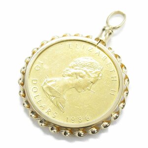  jewelry coin top brand off JEWELRY K18( yellow gold ) pendant top K24/K18 used lady's 