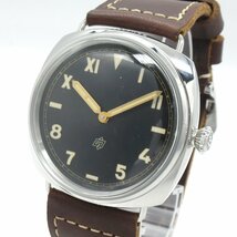 PANERAI パネライ 腕時計 ラジオミール カリフォルニア 3デイズ 腕時計 ウォッチ ブラック系 ステンレススチール レザーベルト 中古 メンズ_画像3