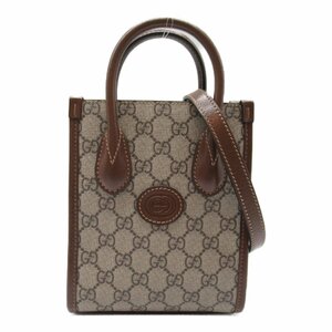 グッチ GGスプリーム　2wayショルダーバッグ ブランドオフ GUCCI レザー 2wayショルダーバッグ コーティングキャンバス/レザー 中古 レデ