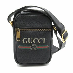 グッチ ロゴ ショルダーバッグ プリント シェリーライン ブランドオフ GUCCI レザー ショルダーバッグ レザー 中古 メンズ レディース