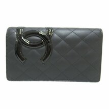 シャネル カンボン ZIP長財布 ブランドオフ CHANEL カーフ（牛革） 二つ折り長財布 カーフ 中古 メンズ レディース_画像1