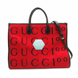 グッチ GUCCI100 ラージトートバッグ ブランドオフ GUCCI ウール トートバッグ ウール/レザー 中古 メンズ レディース