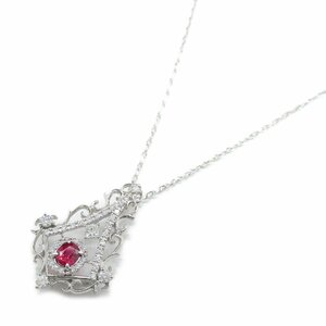 ジュエリー ルビー ダイヤモンド ネックレス ブランドオフ JEWELRY Pt900プラチナ ネックレス PT900/PT850 中古 レディース