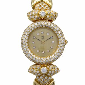  Queen clock 12P/ diamond bezel brand off Queen K18( yellow gold ) wristwatch K18 used lady's 