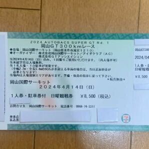 【駐車場付 日曜観戦券 1人券】2024 SUPER GT開幕戦 4/14(日) 岡山 の画像1