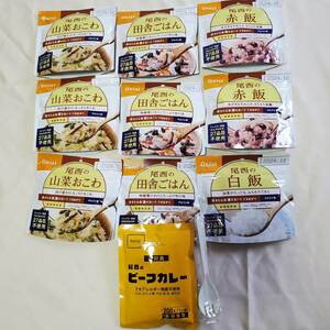 尾西食品　アルファ米　９食+ビーフカレー１食　非常食 保存食 防災食 山登り　正味期限２４年１１月～１２月　③