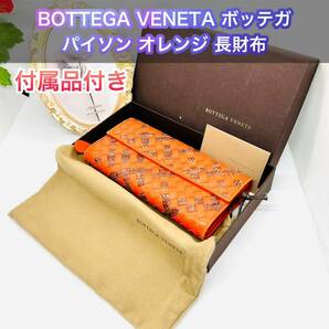 BOTTEGA VENETA ボッテガ パイソン オレンジ 長財布 メンズの画像1