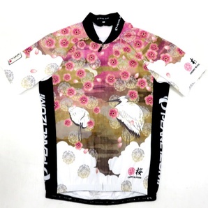 PEARL IZUMI パールイズミ 半袖サイクルジャージ 桜と鶴 真珠泉 Lサイズ ホワイト系 の画像1