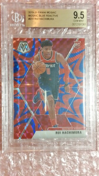 送料込即決 BGS鑑定済 2019-20 Panini Mosaic Reactive Blue Prizm #231 Rookies Rui Hachimura 八村塁 ルーキー ロサンゼルスレイカーズ