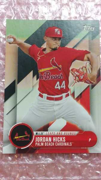 送込即決 世界に1枚 1of1 2018 Topps Pro Debut MiLB Leaps and Bounds Black LB-JH Jordan Hicks ジョーダン・ヒックス ブラックパラレル