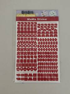 ヴィレッジヴァンガード　MiaMia Sticker　ハングル文字シール　/　約16.5×11㎝