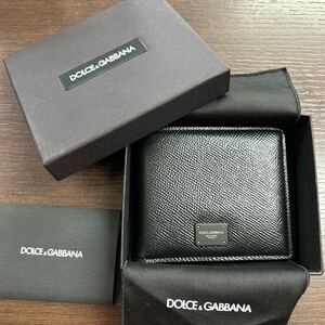 美品　ドルチェ&ガッバーナ DOLCE&GABBANA レザー メンズ 2つ折り財布 ブラック AZ602 BP1321 80999