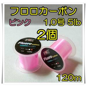 2個セット！　フロロカーボン　1.0号　5lb 120m ピンク 釣糸　フロロ 　ライン　リーダー　道糸　ハリス