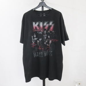 a183 2000年代製 ハードロックカフェ 半袖プリントTシャツ■00s 表記XLサイズ 黒 KISS ロック バンド アメカジ ストリート 古着 古着卸 90s