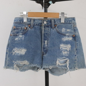 P299 90sビンテージ Levis 501 リーバイス デニムショーツ■1990年代製 表記29インチ 古着アメカジストリート カットオフ ダメージ ブルー