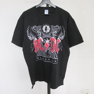 P344 2008年製 M&O 半袖プリントTシャツ■00s 表記Lサイズ 黒 ブラック ACDC ロック バンド パンク アメカジ ストリート 古着 古着卸 激安