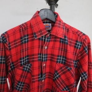 D368 80sビンテージ ディッキーズ ネルシャツ ユーゴスラビア製■1980年代製 表記Sサイズ 赤 レッド チェック アメカジ ストリート 古着の画像5