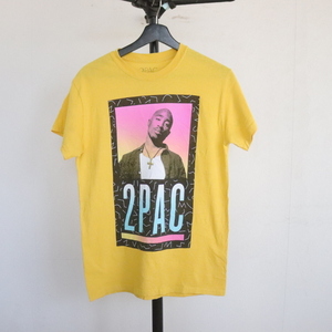 U372 2000年代製 2PAC 半袖プリントTシャツ■00s 表記Sサイズ イエロー 黄色 HIPHOP アメカジ ストリート 古着 古着卸 激安 希少 検 90s