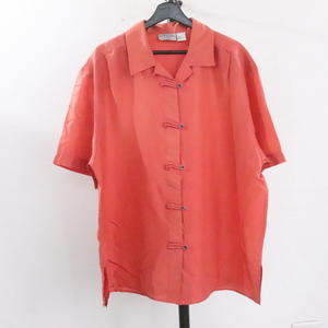 d320 90s Vintage VENEZIA short sleeves silk shirt #1990 period made inscription 18 size lady's open color salmon pink American Casual old clothes old clothes .