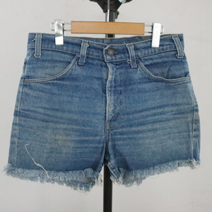 d332 80sビンテージ Levi’s リーバイス デニムショートパンツ■1980年代製 約31インチ ブルー カットオフ 42TALON アメカジ ストリート