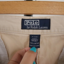 K416 90sビンテージ RalphLauren ラルフローレン コットンハーフパンツ■1990年代製 表記36インチ アイボリー 2タック アメカジ 古着卸 80s_画像4