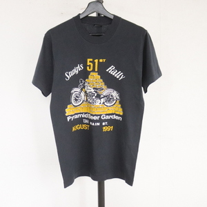 a255 90sビンテージ スクリーンスターズ 半袖Tシャツ USA製■1990年代製 表記Mサイズ モーターサイクル ブラック シングルステッチ 80s 70s