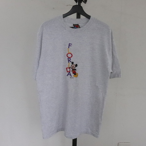 a275 90sビンテージ Disney ディズニー 半袖Tシャツ USA製■1990年代製 表記Lサイズ グレー 灰色 ミッキー アメカジ キャラクター 古着卸