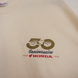 a285 90sビンテージ Hanes へインズ 半袖プリントTシャツ■1990年代製 表記XLサイズ アイボリー 生成り HONDA アメカジ 古着 古着卸 激安の画像7